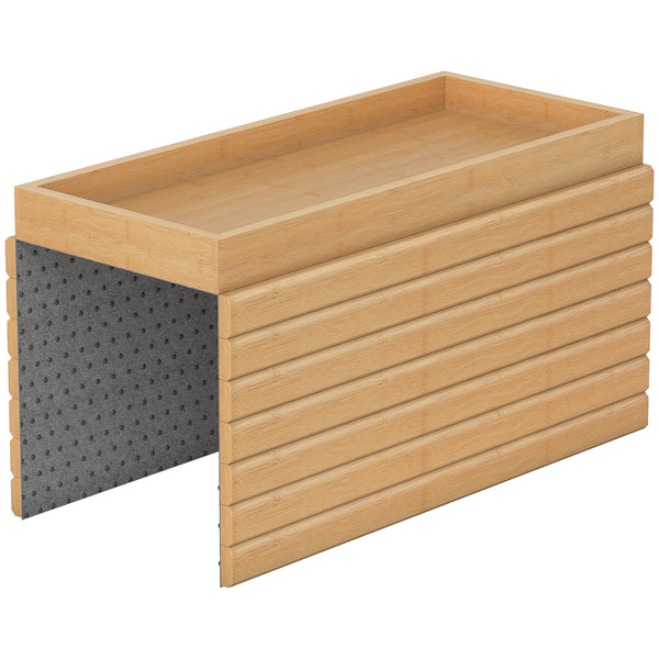 Vassoio da Divano per Bracciolo Struttura Flessibile a Doghe in Legno di Bambù Colore Legno sconto