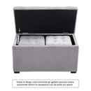 Cassapanca Portaoggetti Multiuso con 2 Sgabelli Pouf in Velluto Grigio Perla 