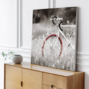 Quadro Dipinto con Bicicletta Rossa 60x60 cm in Tela Multicolor