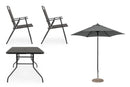 Set  da Giardino con Tavolo Ombrellone e 6 Sedie in Acciaio Pompei Antracite