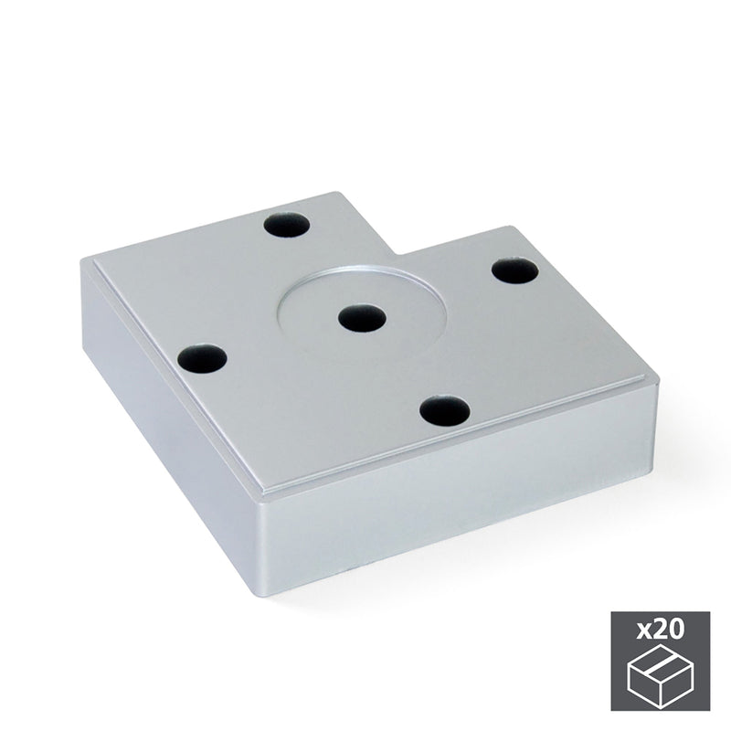 Piedino per Mobile H15 mm Plastica Grigio Metallizzato 20 Pezzi Emuca