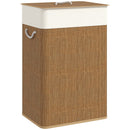 Cesto Portabiancheria 72L con Sacco Rimovibile 40x30x60 cm in Vimini e Bambù Marrone  