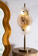 Lampada da Tavolo Osaka 20x18x66 cm in Ferro e Vetro Oro e Marrone e Trasparente      
