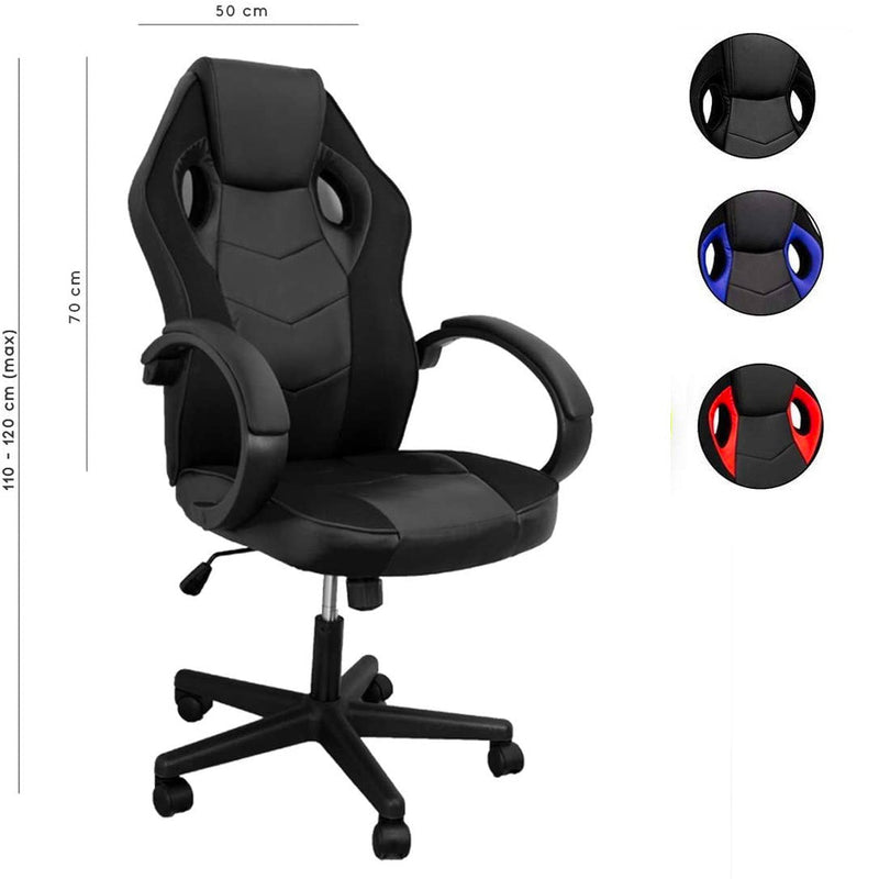 Sedia da Gaming Ergonomica 59x110/120x65 cm in Similpelle Nero/Blu