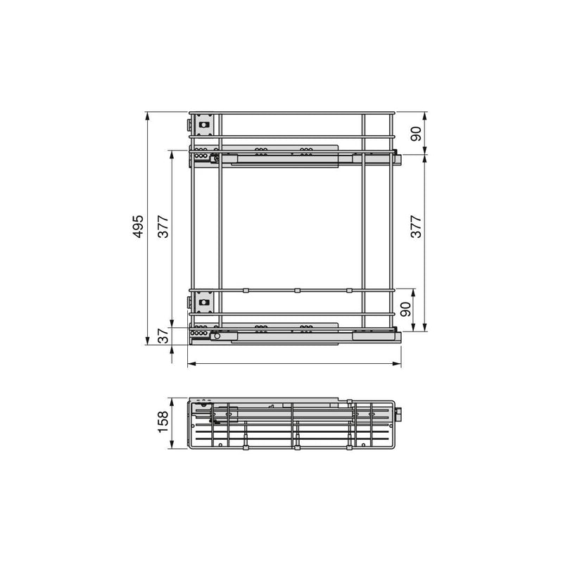 Portabottiglie Laterale Estraibile Titane con Chiusura Soft M 200 Grigio Antracite Acciaio Emuca