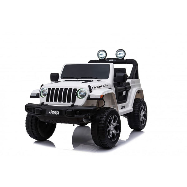 Macchina Elettrica per Bambini Fuoristrada Jeep Wrangler Rubicon 12V con Telecomando Bianco sconto