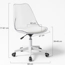Sedia da Ufficio Poltrona da Studio Girevole Ergonomica con Ruote in PP e Schiuma Trasparente e Bianco      