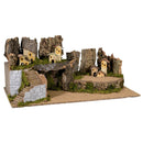 Presepe con Case e Luci in Legno 78x40x45cm