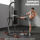 Supporto Sacco da Boxe Autoportante 123x141x220 cm con Sacco da 20 kg in Acciaio Nero      