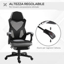 Sedia da Gaming Ergonomica con Schienale Reclinabile e Poggiapiedi Retrattile in Tessuto Grigio   
