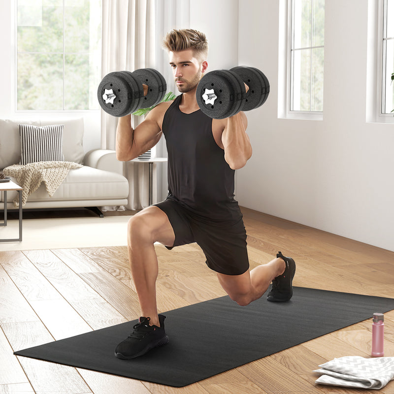 Set Pesi Manubri da 30 kg con 12 Dischi in Acciaio e Sabbia Nero   