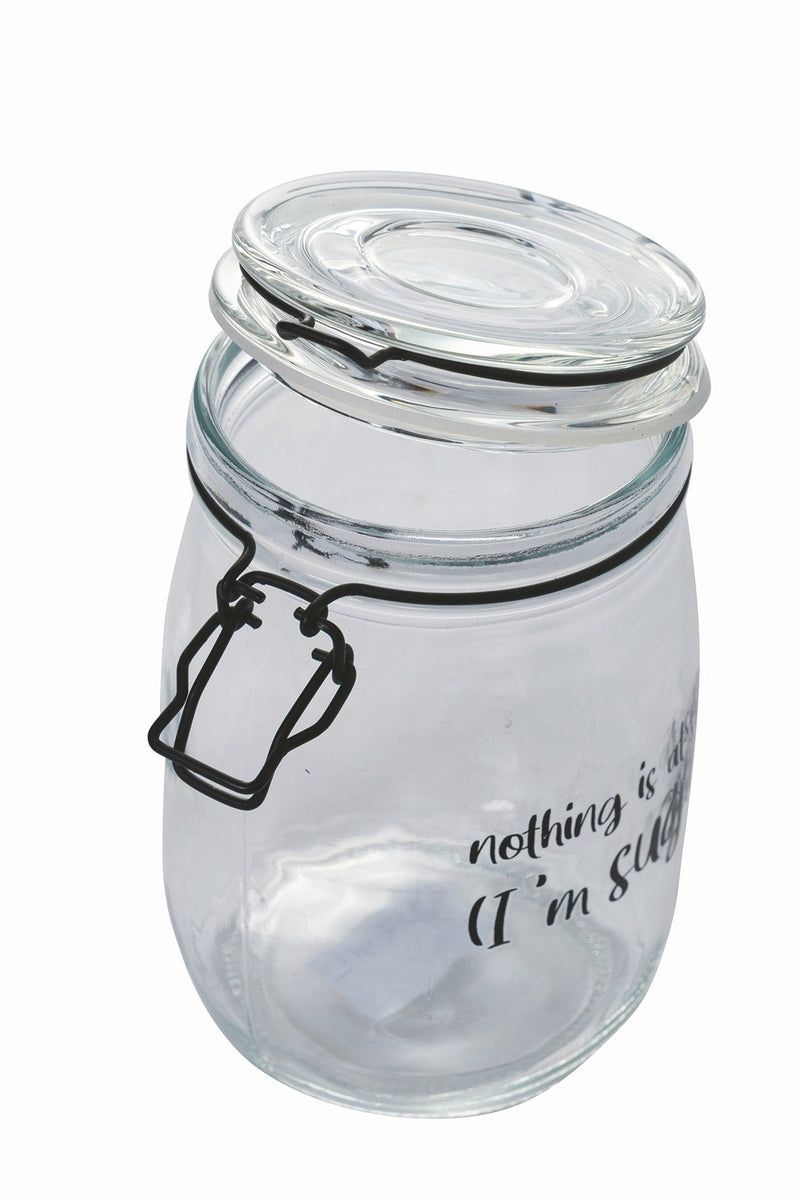 Barattolo con Scritta Ø10,8x17,3 cm in Vetro con Chiusura in Metallo VdE Tivoli 1996