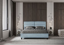 Letto Matrimoniale con Alzata Comoda Imbottito in Microfibra Nandy Azzurro Varie Misure