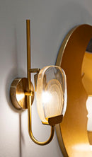 Lampada da Muro Softy 15x14x38 cm in Vetro e Ferro Oro e Naturale      