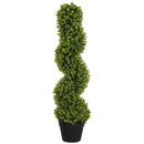Pianta Artificiale di Eucalipto 90A cm a Spirale con Vaso Incluso per Interno ed Esterno Verde   