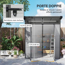 Casetta da Giardino  Porta Attrezzi 190x191x215 cm in Plastica Grigio Chiaro  