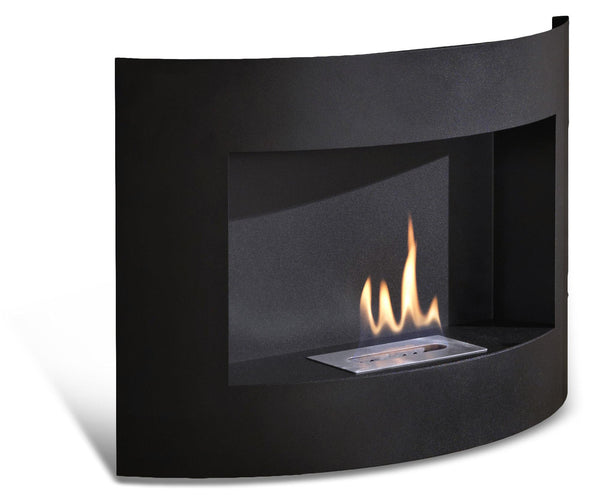 sconto Camino a Bioetanolo da Parete 63x15,5x45 cm Nero Opaco