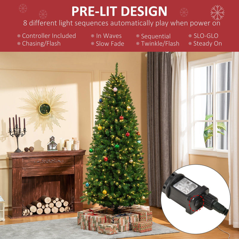 Albero di Natale Artificiale 225 cm 1146 Rami 450 Luci LED Bianche Verde