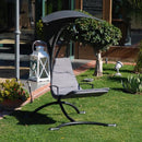 Amaca Poltrona Sospesa a Dondolo Struttura in Ferro con Tendina Parasole Grigio