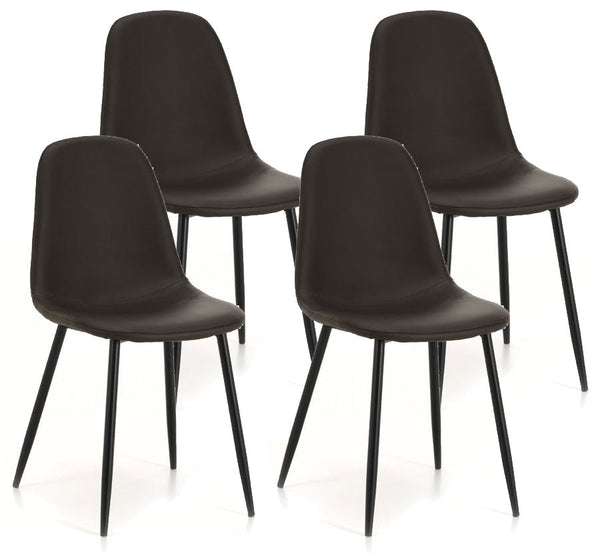 online Set 4 Sedie 44x50x85 cm in Similpelle Marrone