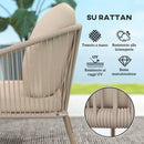 Divano da Giardino 2 Posti Stile Boho 112x72x76 cm con Cuscini Sfoderabili e Braccioli in Rattan PE e Acciaio Beige      
