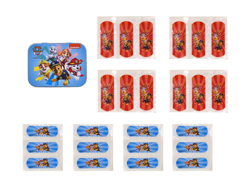 Set 12 Box per Bambini con 24 Cerotti Ciascuno 2 Misure in Metallo Paw Patrol