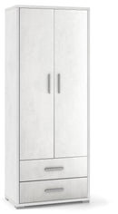 Armadio 2 Ante 2 Cassetti 71x182x41 cm Ossido Bianco