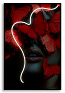 Stampa con LED su Tela Butterflies 60x3,5x90 cm in Tela e Plastica e MDF Multicolor      