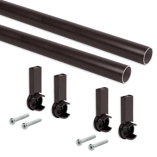 Set 2 Bastoni Appendiabiti per Armadi Rotondi 95 cm in Alluminio Emuca Moka online