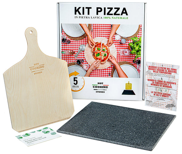 Set Pietra Lavica + Pala in Legno 30x30 cm da Forno per Pizza Napoletana sconto