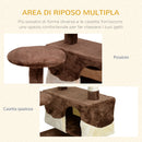 Albero Tiragraffi per Gatti in Peluche e Sisal con Cucce e Pallina Caffè e Crema 50x50x132 cm 
