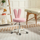 Sedia da Scrivania a Orecchie di Coniglio 53x53x70-84 cm Rivestimento in Pile Teddy Rosa    