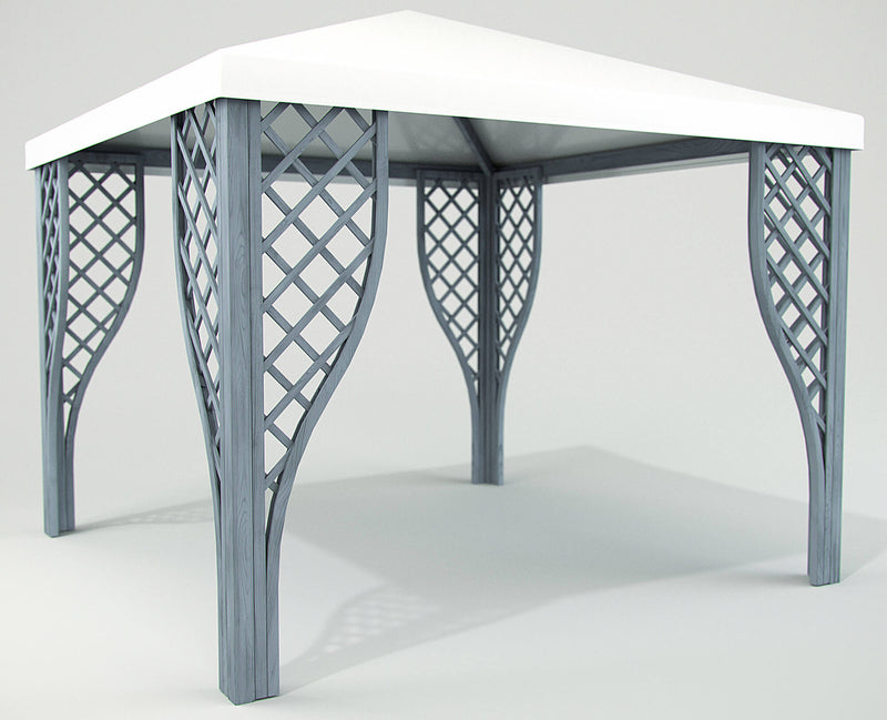 Gazebo da Giardino in Legno 3x3m con Copertura in PVC Taini Calice Pocket Grigio