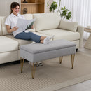 Panca Fondo Letto con Contenitore 100x40x49 cm in Tessuto e Gambe in Acciaio Grigio Chiaro      