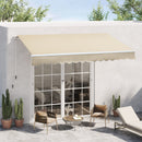 Tenda da Sole per Esterno Avvolgibile a Bracci 350x250 cm con Apertura a Manovella Crema