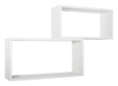 Set 2 Mensole Cubo da Parete Rettangolare in Fibra di Legno Bislungo Bianco
