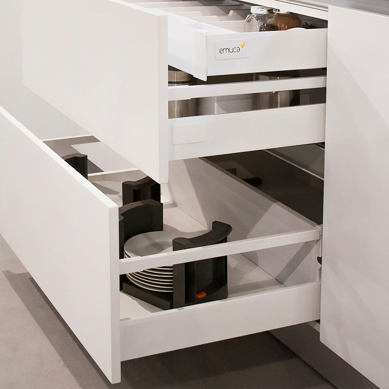 Portapiatti Estensibile con Maniglie 18,7-30,8 cm in Plastica Emuca Grigia