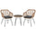 Set Tavolino e 2 Sedie da Giardino in Rattan PE Naturale Cuscini Grigi