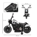 Moto Elettrica per Bambini 76x42x57 cm con Rotelle e Fanale 6V Bianco e Nero  