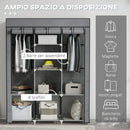 Armadio Guardaroba da Campeggio 125x43x162,5 cm con 8 Ripiani e 2 Barre Grigio Carbone   
