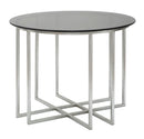 Tavolinetto da Caffé Oslo Ø58x43 cm in Ferro e Vetro Argento e Nero