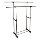 Stender Doppio Porta Abiti Appendiabiti Estensibile 31x37x111 cm in Acciaio con Ruote Girevoli