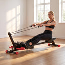 Vogatore Pieghevole Multiuso 158x43x43 cm con Bande di Resistenza Capacità 120 kg in Metallo e ABS Rosso e Nero      