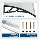 Pensilina Tettoia 110x60x23 cm in Policarbonato e Alluminio Trasparente