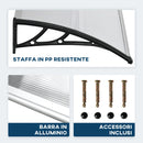 Pensilina Tettoia 110x60x23 cm in Policarbonato e Alluminio Trasparente