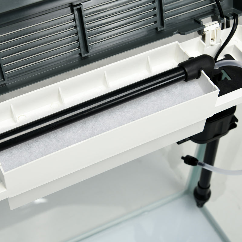 Acquario 28L a Illuminazione LED 38x26x38 cm con Fori di Ventilazione e Pompa in Vetro e ABS Bianco  