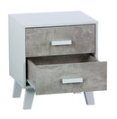 Comodino 2 Cassetti 40x34x45 cm in Pannello Truciolare Bianco/Cemento