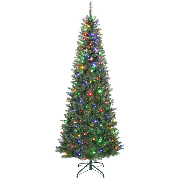 sconto Albero di Natale Slim 210 cm 1273 Rami con 350 Luci LED Bianche e Colorate 9 Modalità di Illuminazione Verde