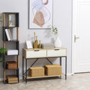 Tavolo Consolle Ingresso con 2 Cassetti e Ripiano Inferiore 100x33,5x76,5 cm in MDF Truciolato e Acciaio