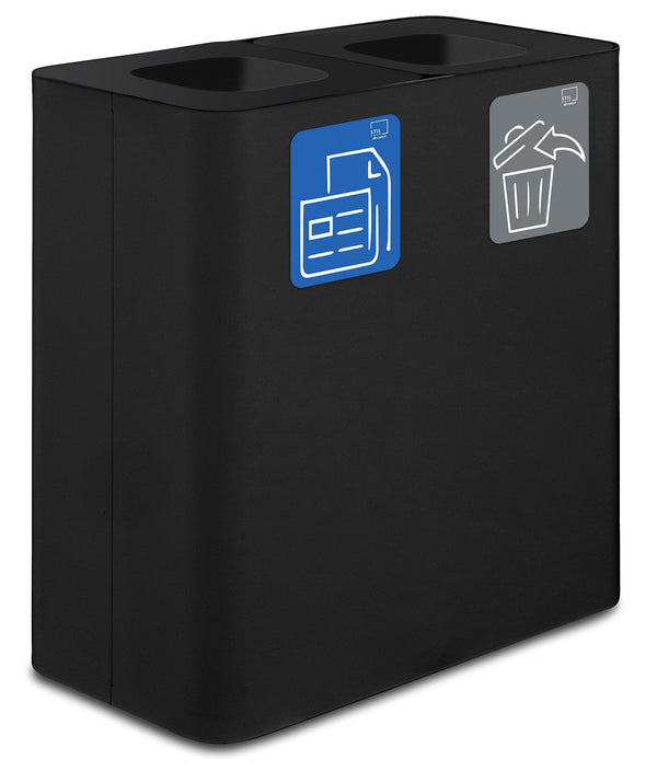 Pattumiera Sistema di Raccolta Rifiuti 77x38xh80 cm In Acciaio Verniciato 2 Scomparti Nero acquista